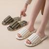 Stripe Platform Women Slippers Home Spring Summer Linen Flexible Shoes Girls Casual Indoor Slides Couple Soft Non-Slip Silent