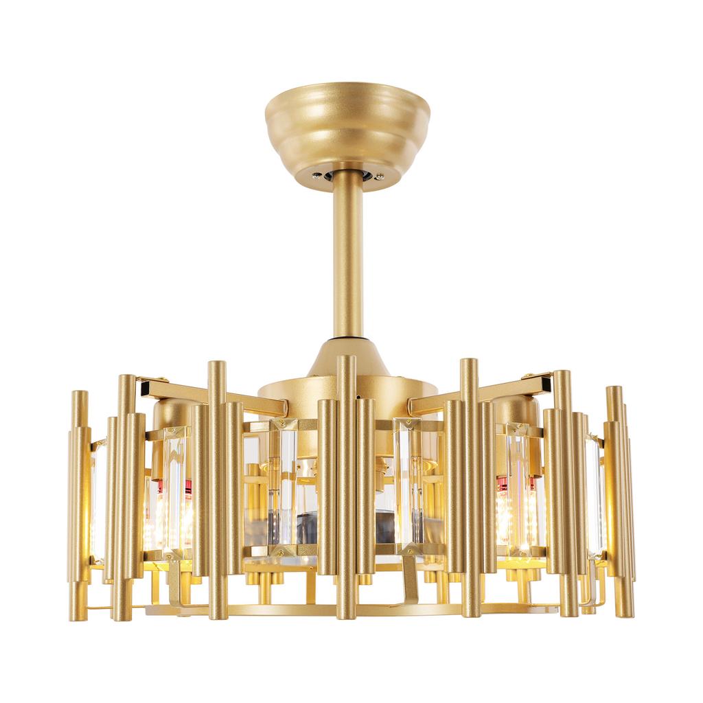 Modern Gold Ceiling Fan with Light Remote Control, 35dB Quiet 5-Blade Fan for Bedroom Living Room, 3 Speed & Timer