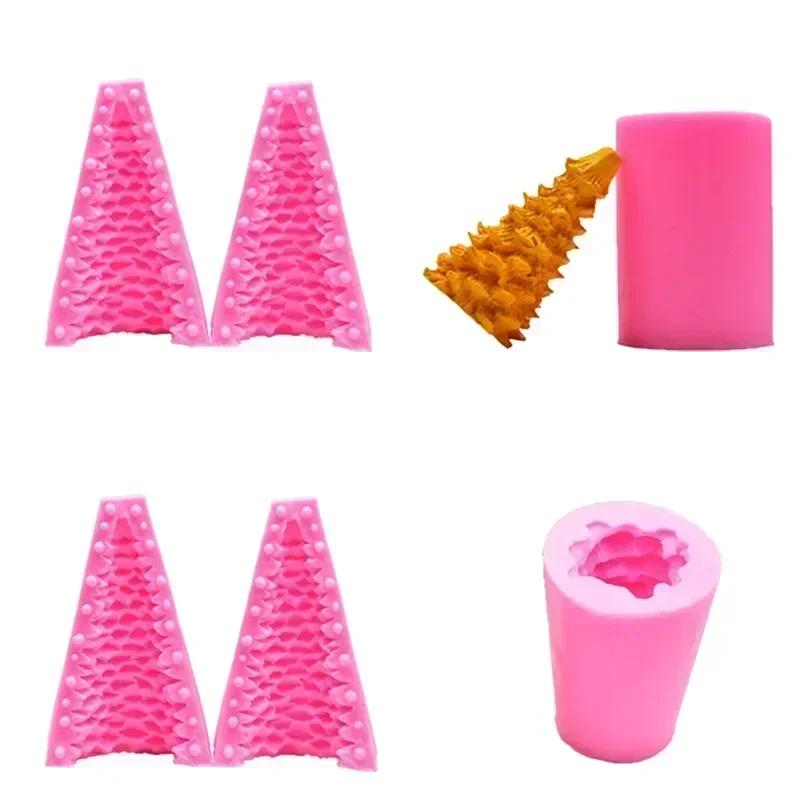 Moule Sapin de Noël 3D Cèdre Silicone Moule DIY Bougie Aromathérapie Plâtre Décoration Moule Sapin de Noël Décor Gâteau Arbre Moule de Cuisson