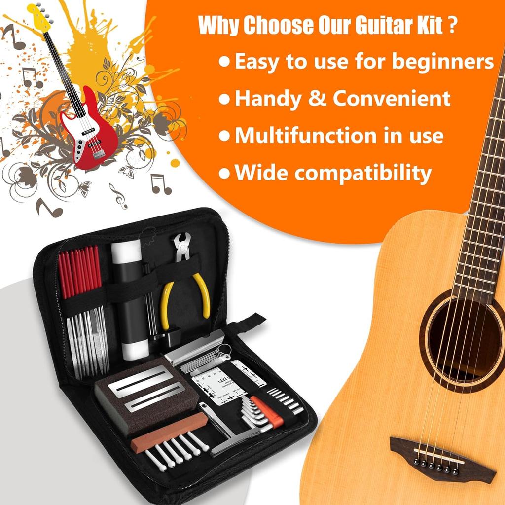 Guitar Maintenance Tool Kit: 79Pcs String Instrument Repair Kit with Carry Bag, Professional Musician Guitar Care Cleaning Kit, Accessories Gifts Für