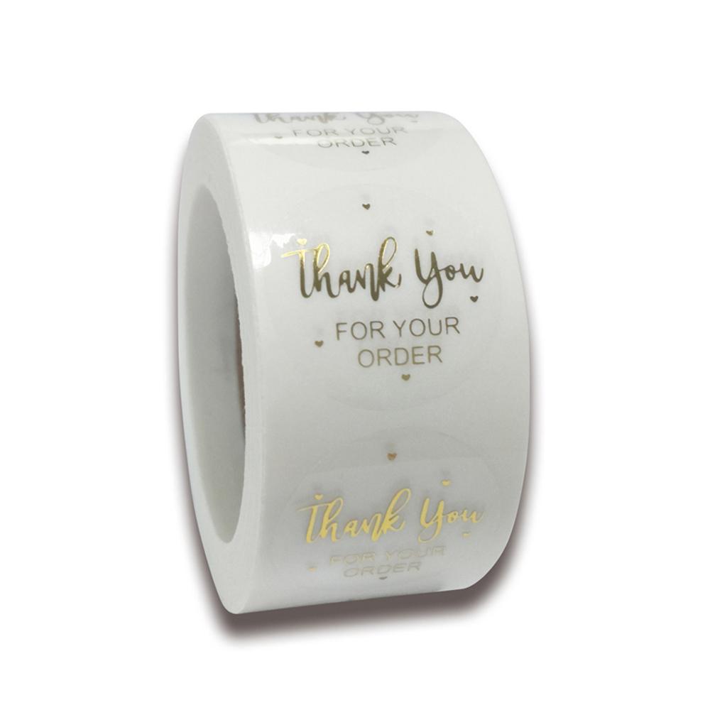 50-500Pcs Labels 1Inch Clear Gold Foil Thank You Stickers For Wedding Pretty Gift Cards Envelope Sealing Label Stickers