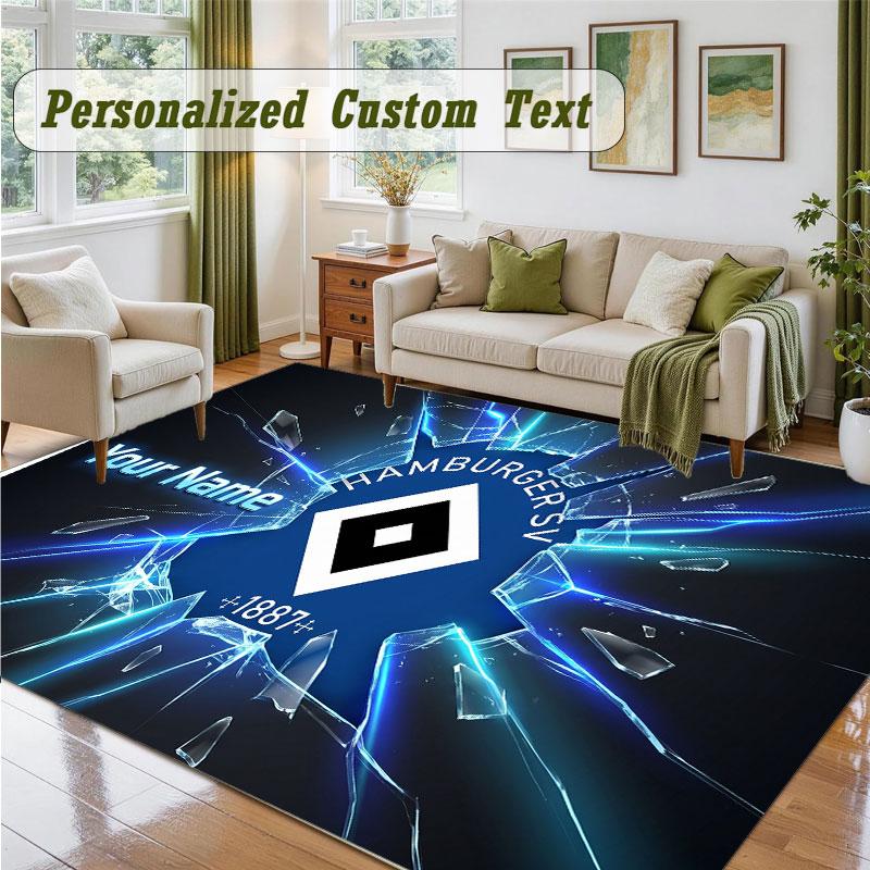 Crystal Velvet Square Rug Custom NameHamburger SV Pattern Non Slip Home Floor Decor Rug