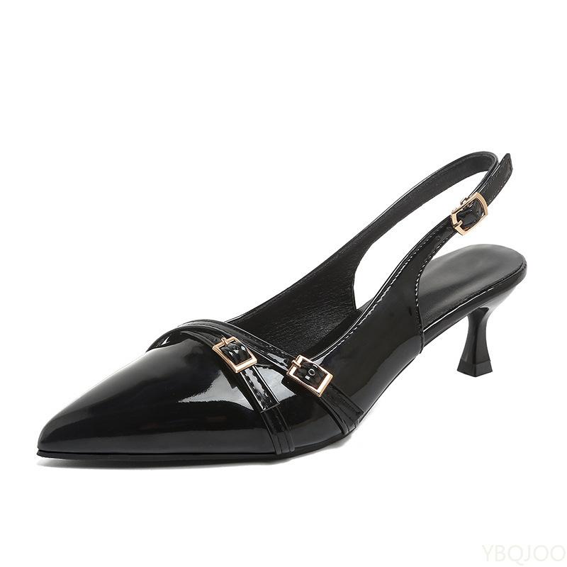 Mote Mote spisse damehøye hæler vår sommer nye stiler ensfarget temperament enkle allsidige damesko