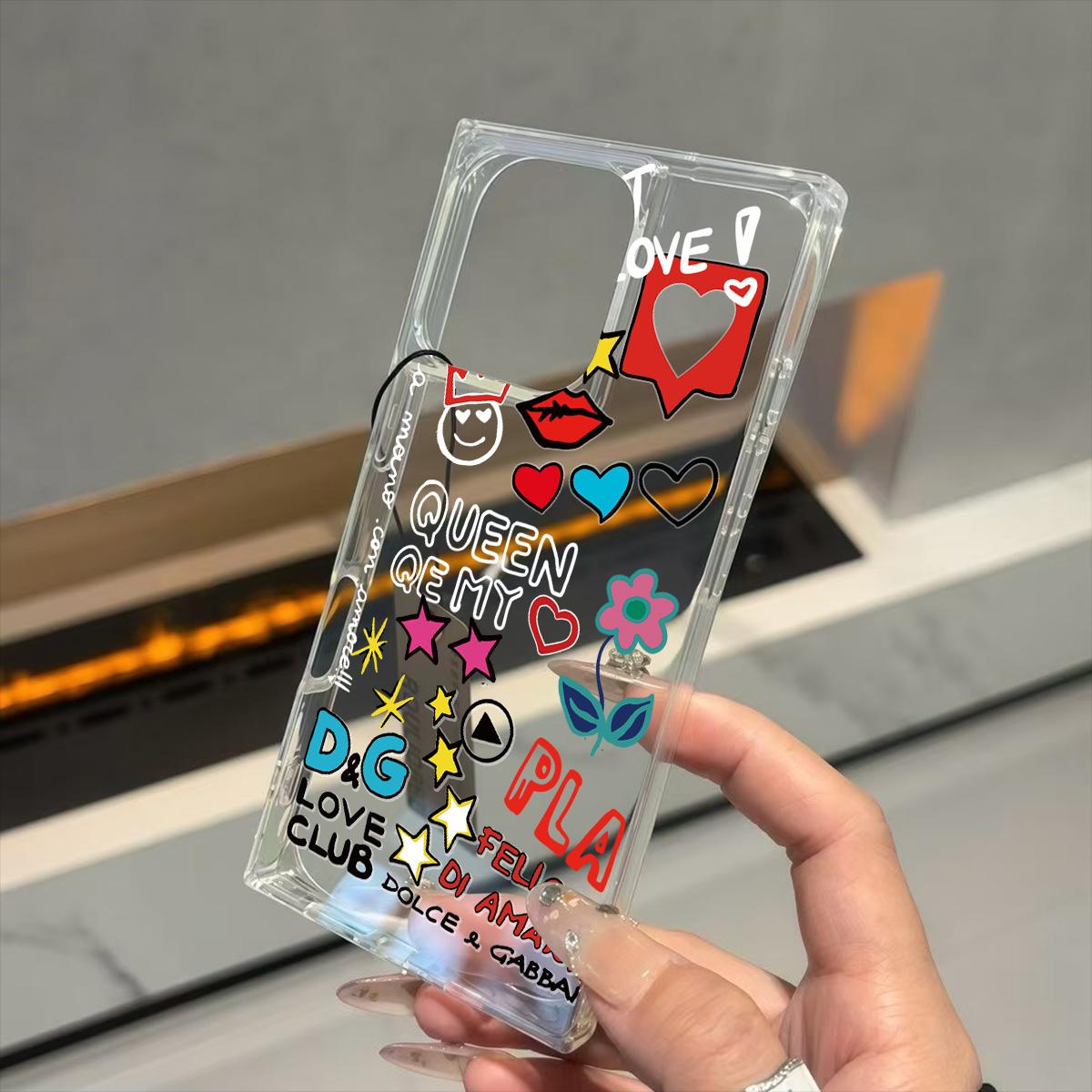 

Clear Square Back Tube Case Protection For iPhone 15 Plus 12 13 11 14 Pro Max 16 ProMax Anti-Oxygen,Colorful Graffiti Pattern Casing iphone 11 ProMax