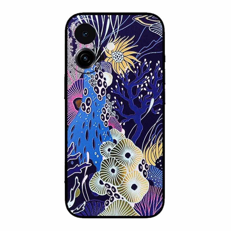 3D Emboss Case For iphone 17 2025 Phone Case Coque Flowers Black Silicone Soft Back Cover For iphone 17 5G Case 6.3" Funda Shell