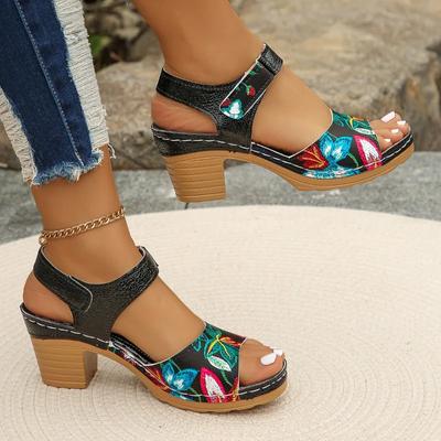 Damenschuhe 2024 Mode Sommer Damen Sandalen Outdoor Gemischte Farben Offene Zehen Klobige Absätze Große Größe 43 Römersandalen Damen
