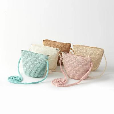 Nuova Borsa a Spalla Primaverile per Bambini Ragazze Borsa a Tracolla Creativa in Paglia a Tinta Unita per Bambini Portamonete Carina Principessa Mini Borse a Mano