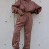 Fall Womens Color Winter Solid Casual Loose Hooded Sweater Coat Sports Suit