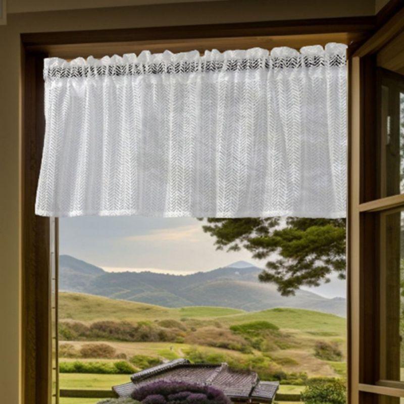 Lace Mesh Short Curtains White Decorative Curtains