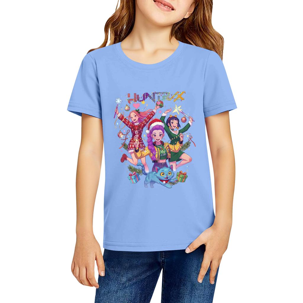 Fashionable Round Neck Short Sleeve Work Clothes Printed Tops For KID Summer Tops