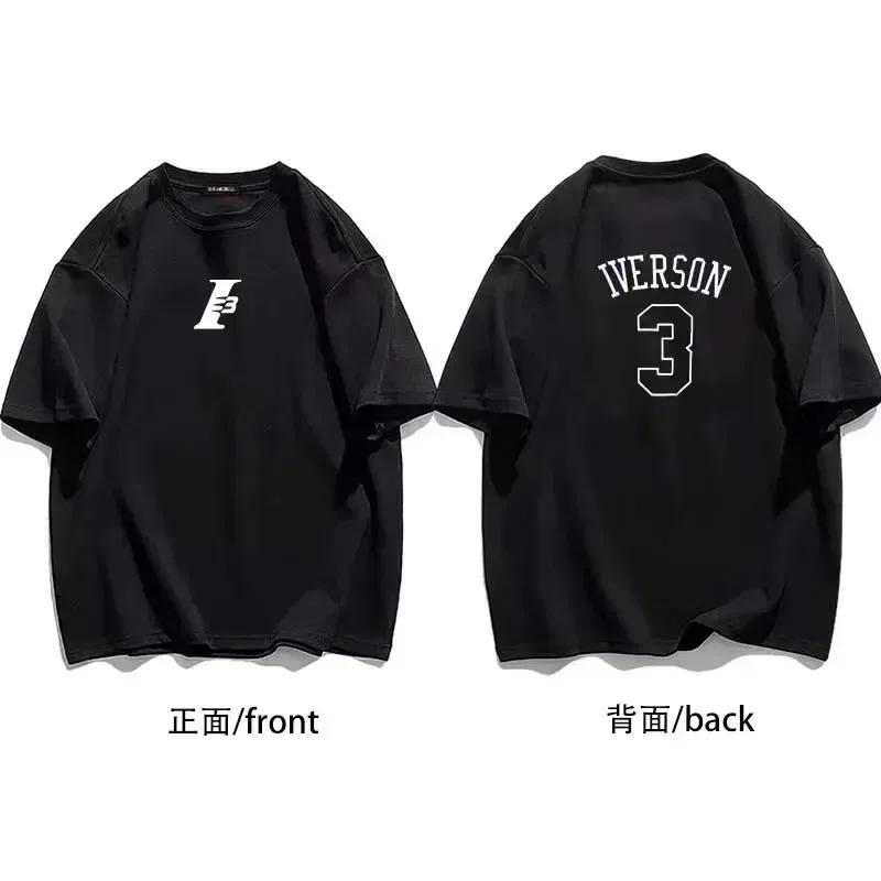 Новая летняя футболка с коротким рукавом 76ers Аллен Айверсон № 3 Тренировочный костюм Унисекс Спортивная футболка Унисекс Футболка Свободный топ S