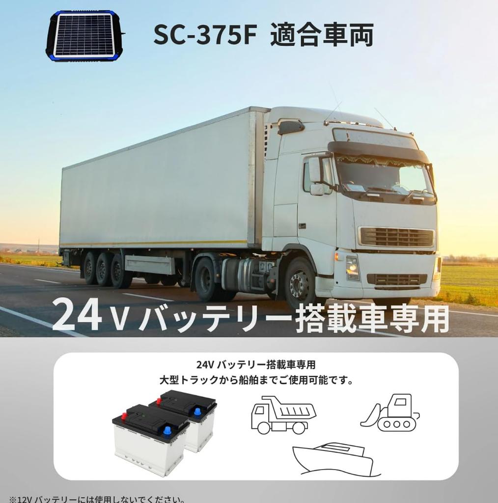 CLEZEED 375mA Solar Charger for 24V Waterproof and SC-375F Vehicles, Salt-Resistant