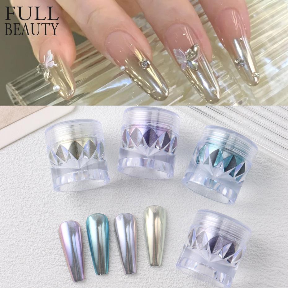 

0,5 г кристальное покрытие для ногтей блестящий порошок гель-лак втирание пыли блестящие серебряные мелкие хромовые хлопья пигмент DIY аксессуары декор 0.5g / Box