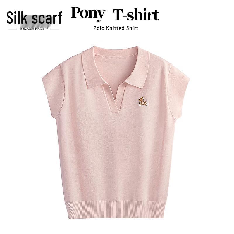 Women s Lapel Knit Pullover Top One Size