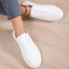 Women Leather Pu Casual Shoes Woman Shoes New Fashion Platform White Shoes Sneakers Breathable Lace-Up Women Sneakers 8789