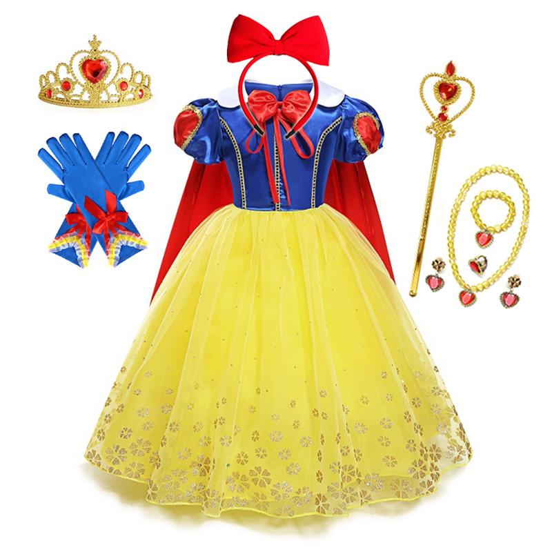 Vestido de Princesa Blancanieves para Niñas con Capa Disfraz Cosplay de Hada para Niños Fiesta de Cumpleaños Carnaval Ropa Disfraz de Halloween