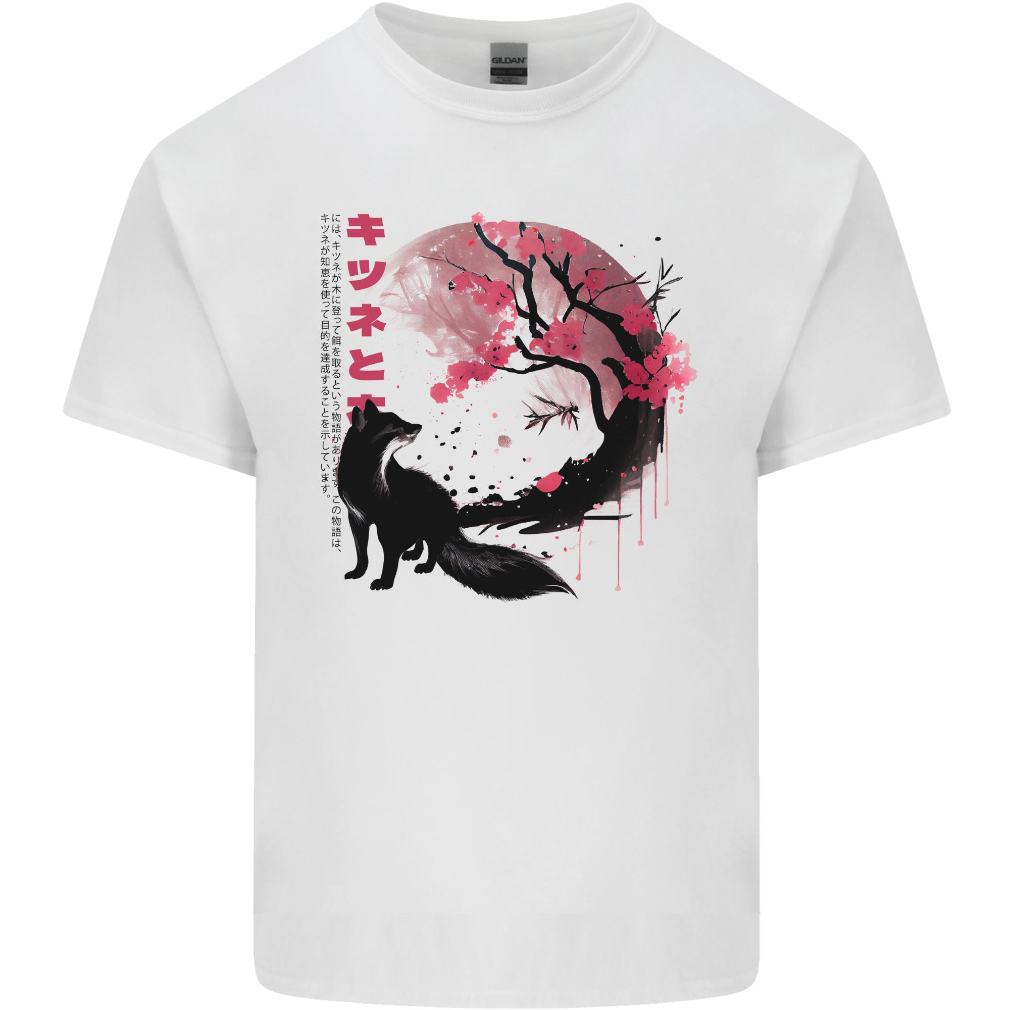 Fox And Sakura Japanese Cherry Blossom Moon Unisexs Light Cotton TShirt S