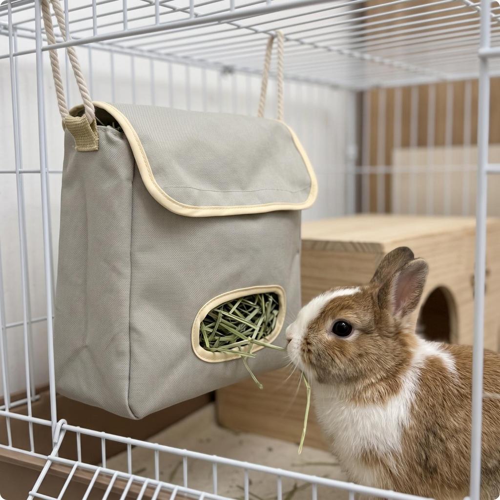 Hängende Heufuttertasche Strukturierter Stoff Futterspender für Kleintiere, Meerschweinchen, Kaninchen