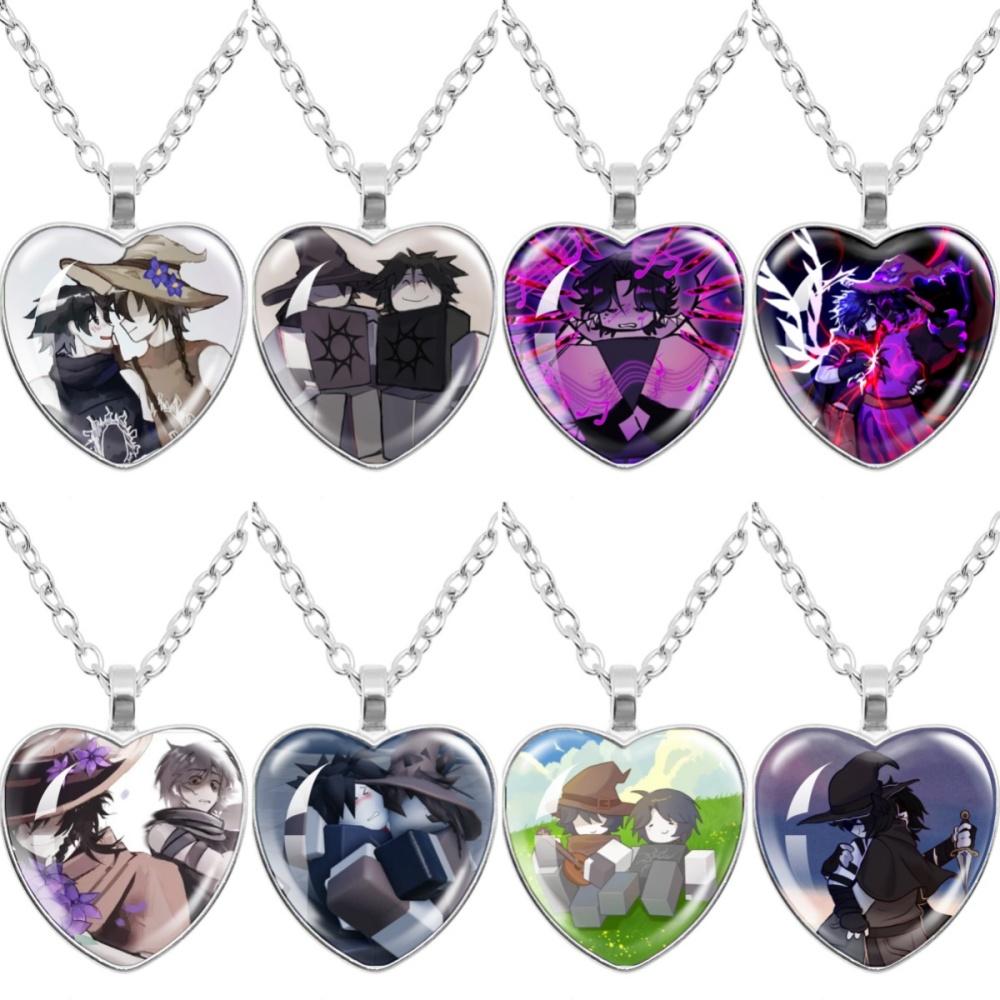 Game Forsaken Azure Anime Azure x Two Time Fanart Funny MeMe Glass Heart Shape Pendant Necklace Jewelry Charm Collect Gift