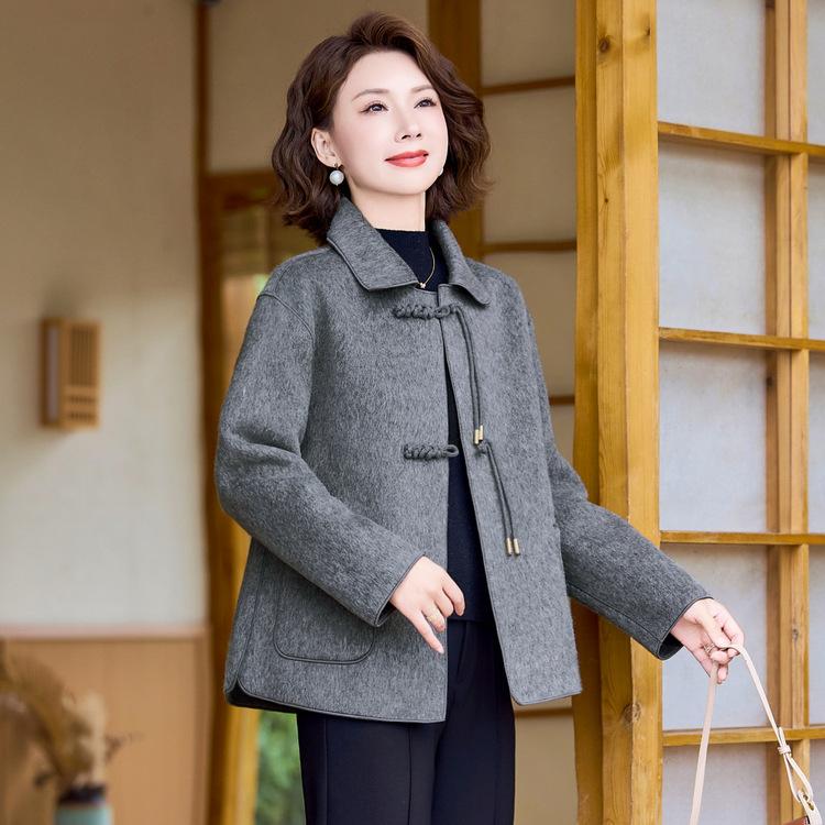 Women's Middle-aged Woolen Jacket Autumn and Winter New Clothes 40-year-old Lapel Fashionable Middle-aged and Elderly Mother Dressed for Women