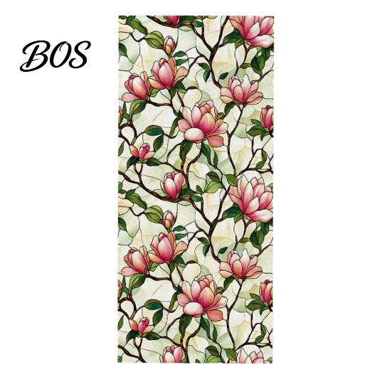 Electrostatic Window Sticker Stained Glass Privacy Film, Flower Wall Decals, UV Blocking Tearable Reusable Cling Floral Stickers for Bedroom