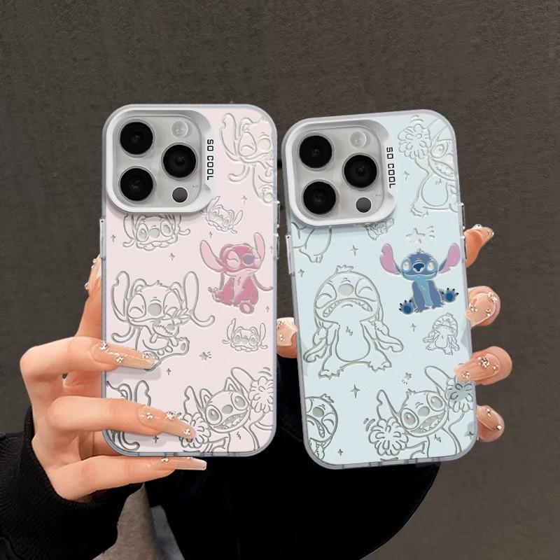 Cartoon Stitch Is Suitable for iPhone16promax Mobile Phone Case 15Pro Anti-drop 14 Colored Silver Case 13 Male XR Female X