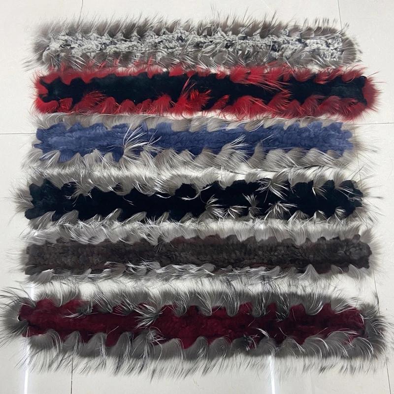 Women Stylish Warm Scarf Natural Fluffy Fox Fur Shawls Winter Female Fashion Knitted Rabbit Fur Scarves 90x10cm