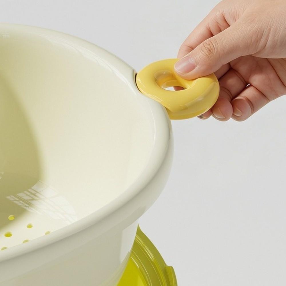Double-Layer Vegetable Washing Basin Large Capacity Plastic Vegetable Rinsing Basket Thickened Dustproof Drainer Basket Kitchen