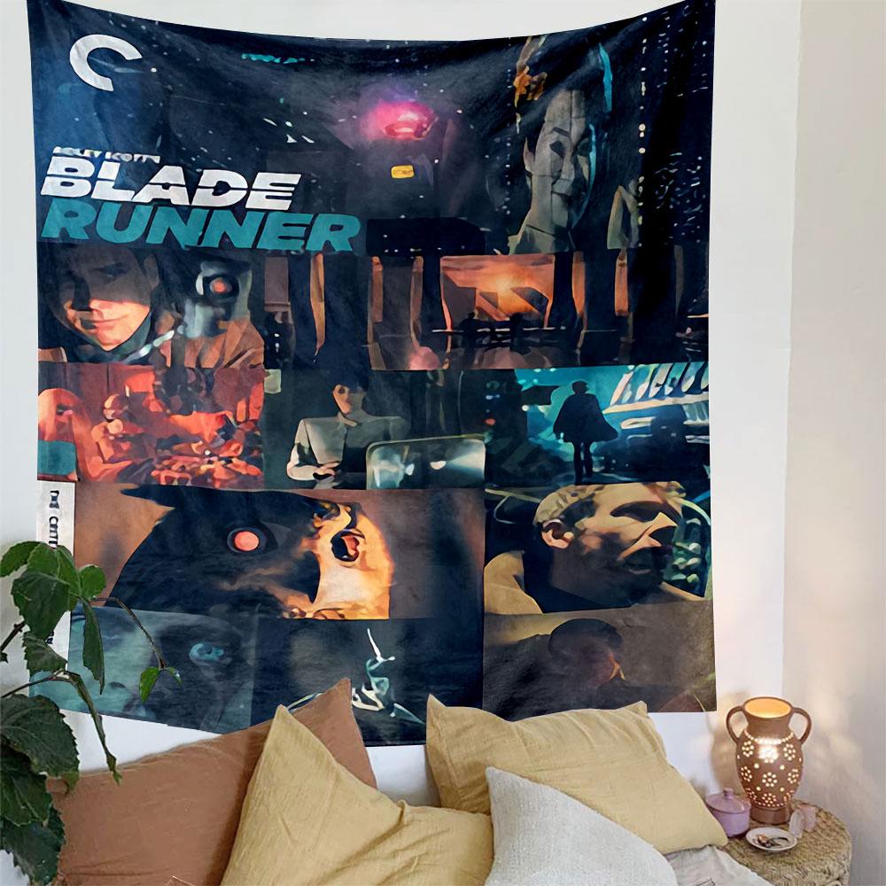 Blade Runner Cult Poster Tapestry Wall Hanging, Harrison Ford Noir Sci-Fi Art, Vintage Movie Wall Decor for Bedroom Man Cave