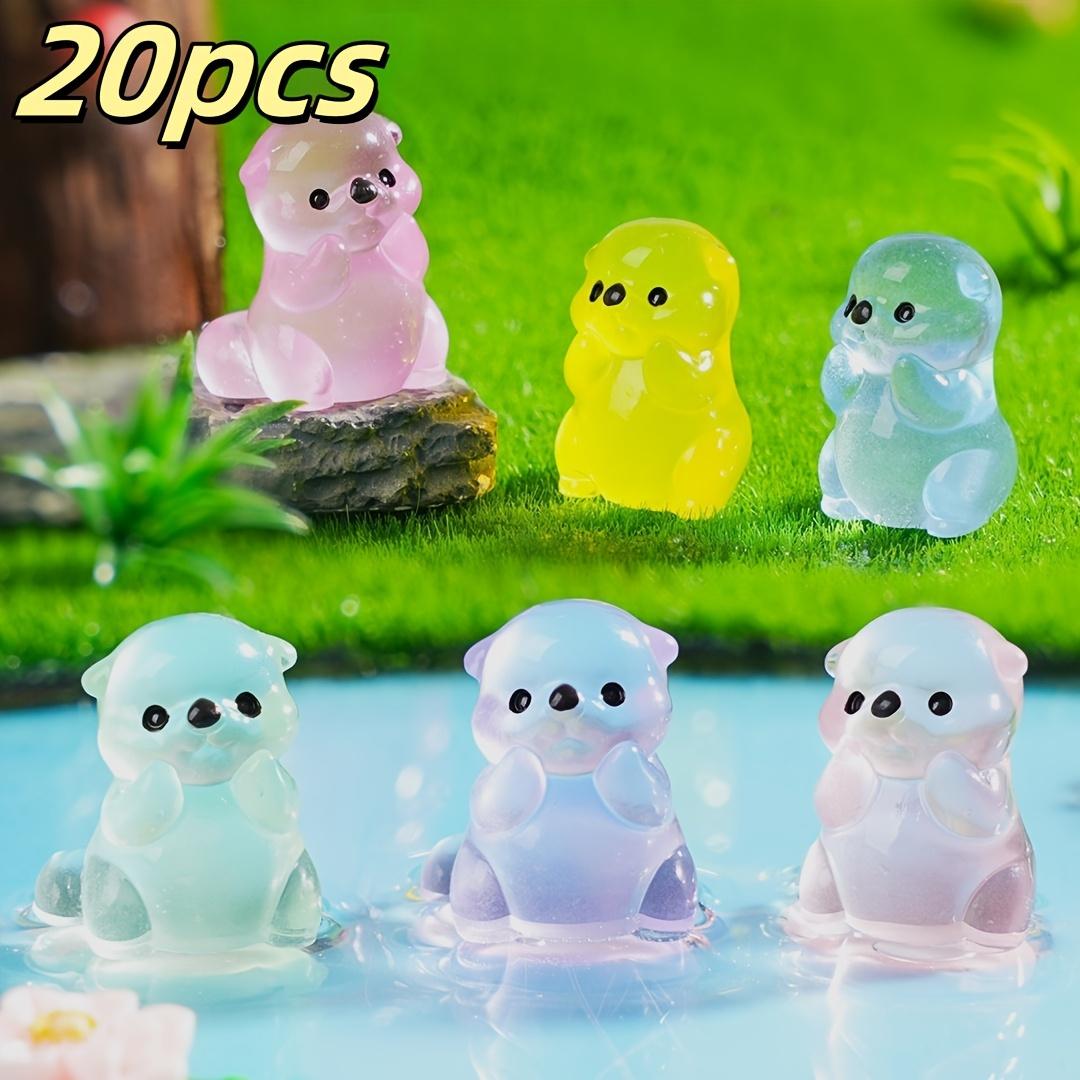 

20 Adorable Resin Otter Pieces That Glow in the Dark - Multicolored Miniature Animal Decorations for DIY Aquarium Glass Containe (as the picture,20pcs)