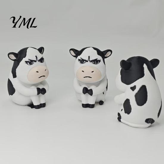 Dairy Cattle Statue 3D Printed Cow Figurine, Cartoon for Desk Decor, Mini Animal Sculpture Home Office, Gift Lovers PLA Decoration