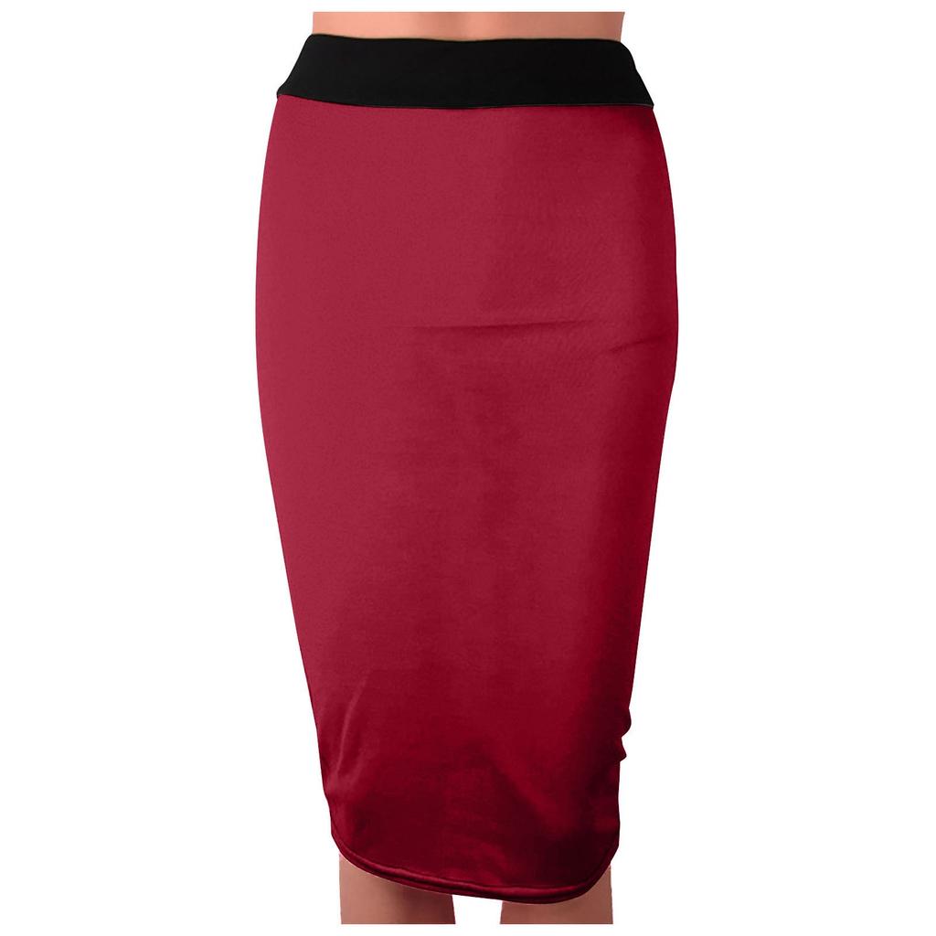 Women's Fashion Color Sexy Elastic Waist Hip-wrap Long Skirt