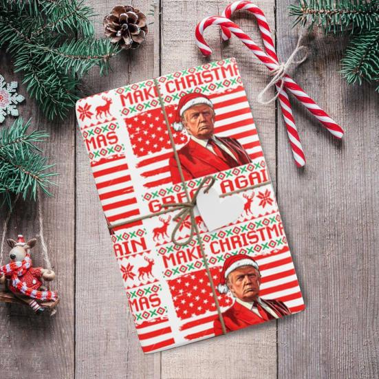 

Yousheng Trump Wraping Paper Рождественская упаковка для подарков с изображением президента Трампа Рождественская упаковочная бумага с изображением Трампа для праздничной вечеринки 76x91CM A
