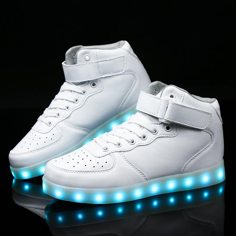 Model Gold Silver High-Top Seven-Color LED Air Force One Mirror-Finish Luminous Outdoor Casual Shoes