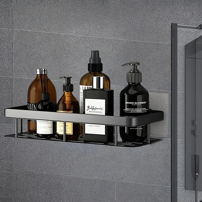 1pc Space-Saving Wall-Mounted Storage Rack, Suitable for Bathroom and Kitchen - Durable Plastic Shampoo, Shower Gel & Accessories Organizer