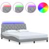 LED Bed Frame without Mattress Light Grey 160x200 cm Fabric