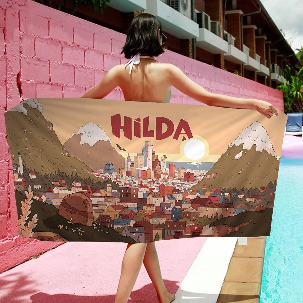 H-Hilda Cartoon Girl Big Microfiber Beach Towels Quick Dry Towel Sand Beach Towels Pool Towel for Travel Swim Pool Yoga