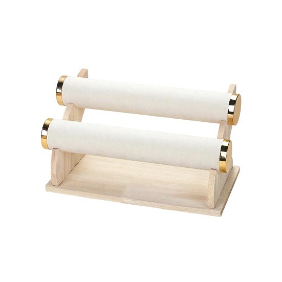 

Wooden Bracelet Holder Multi-Level Wrist Jewelry Organizer Prevent Scratches Detachable Bracelet Stand for Bracelets Bangles Watches Display Storage 2-Layers бежевий