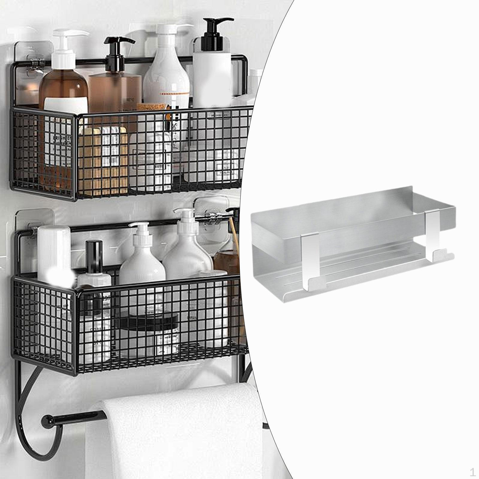 

Стеллаж для хранения в ванной комнате, полка без перфорации с 2 крючками из нержавеющей стали, многоцелевой для отеля Small