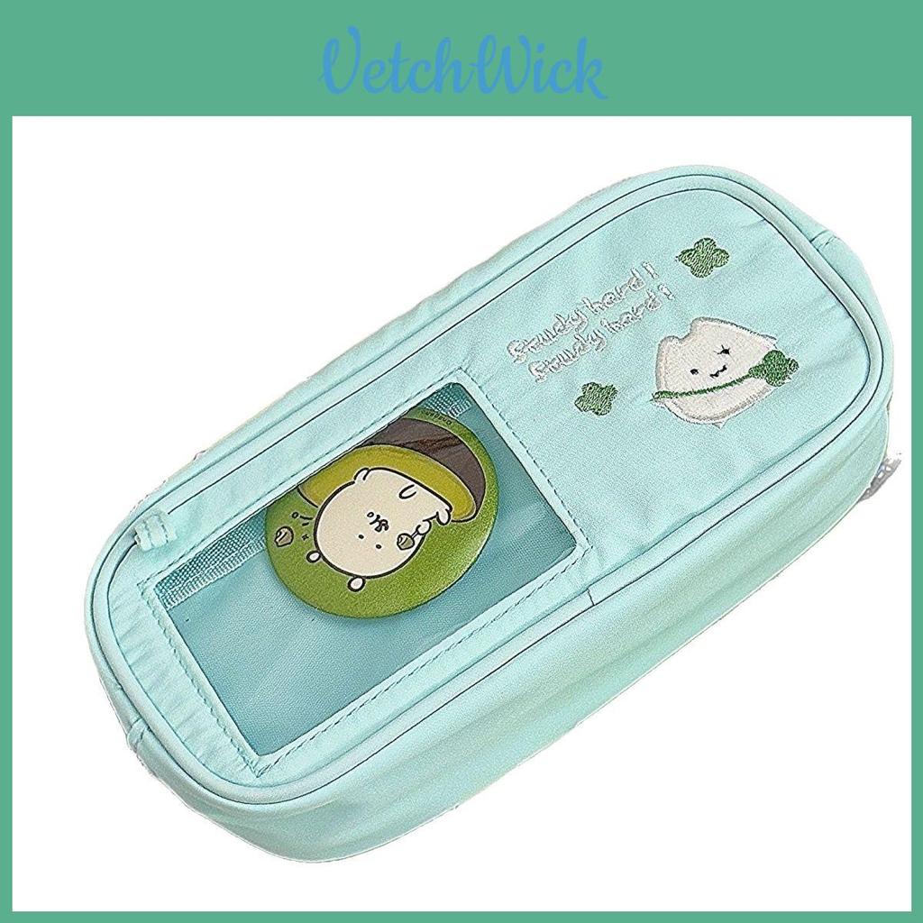 Canvas Cat Pen Case With Clear Window For Students And Office Supplies
