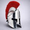 Silver Spartan Helmet with Red Crest Greek Corinthian Warrior Helmet Medieval Armor Cosplay LARP Helmet Home Decor Gift