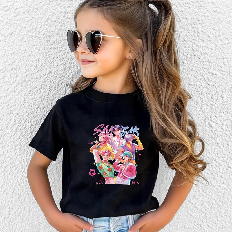 T-Shirts Girls Children's Women's Comfortable Cartoon Printed T-shirt Pure Cotton Short Sleeves Soft