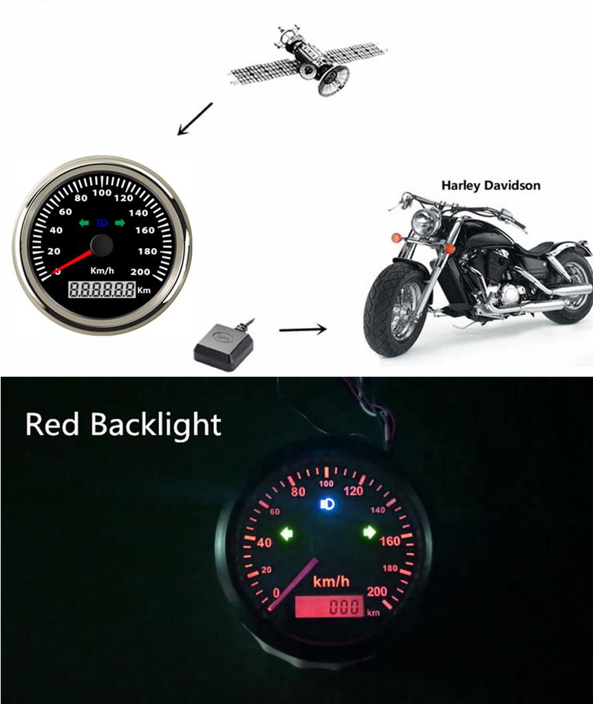Universal 85mm LED Car Truck Motorcycle GPS Speedometer Odometer 200km/h Kph