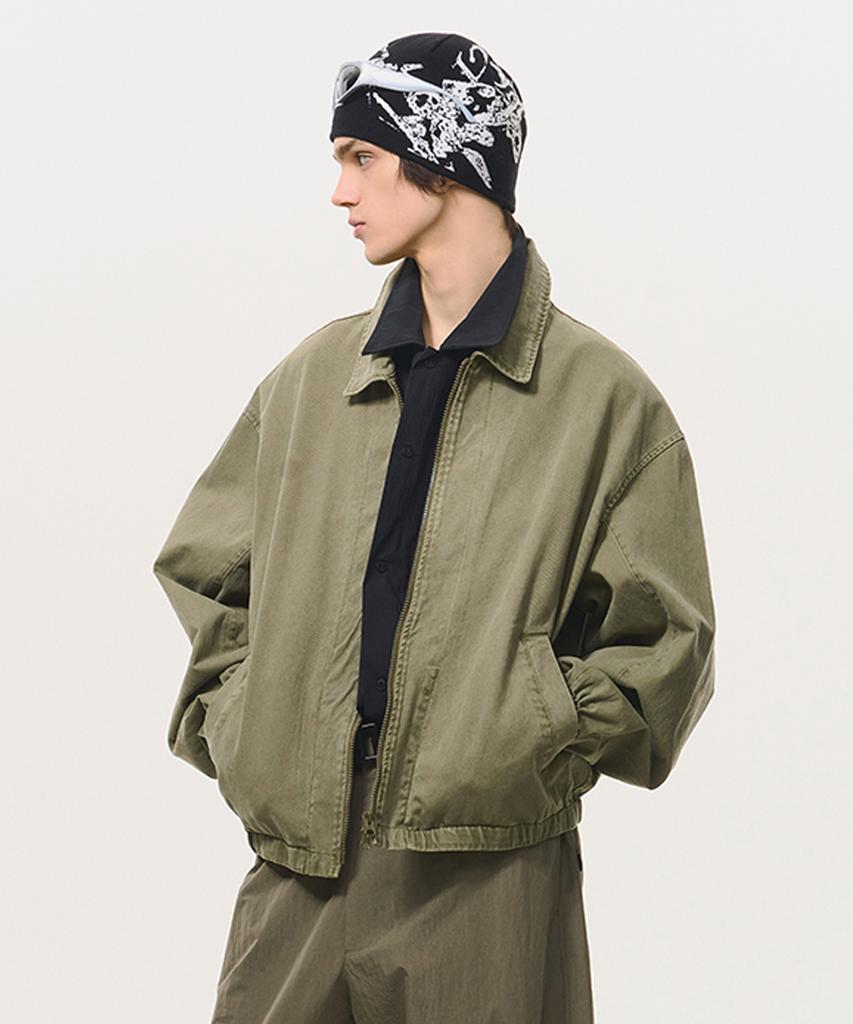 Black Moment Signature Washed Cotton Oversized Blouson 2Way [Khaki]