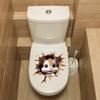Self-adhesive 3D Cartoon Mouse Breaking Wall Toilet Sticker Waterproof for Bathroom Toilet Seat Decor