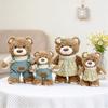 Plush Teddy Bear Figurine With Floral Overalls For Kids And Collectors