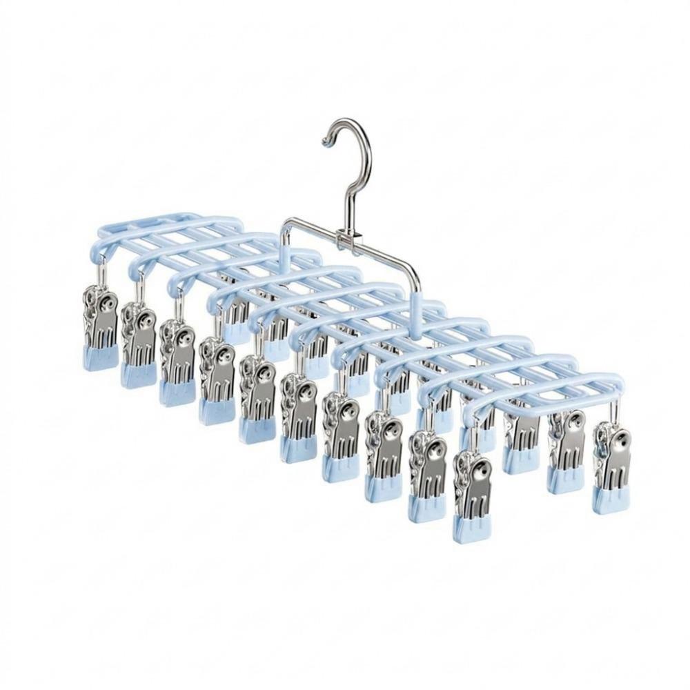Non-Slip Multi-Clip Drying Rack Stainless Steel Windproof Clothing Rack Laundry Hanger Indoor