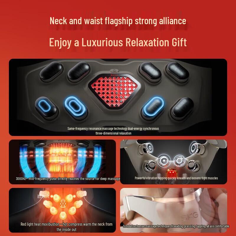 SKG Foldable Neck & Waist Pulse Heat Massager