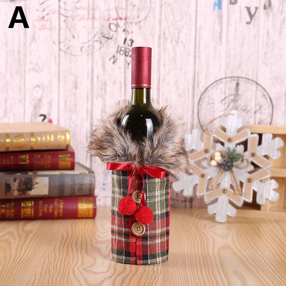 

Home Ornament Party Supplies Wine Bottle Cover Dinner Table Decor Champagne Package Christmas Gift A