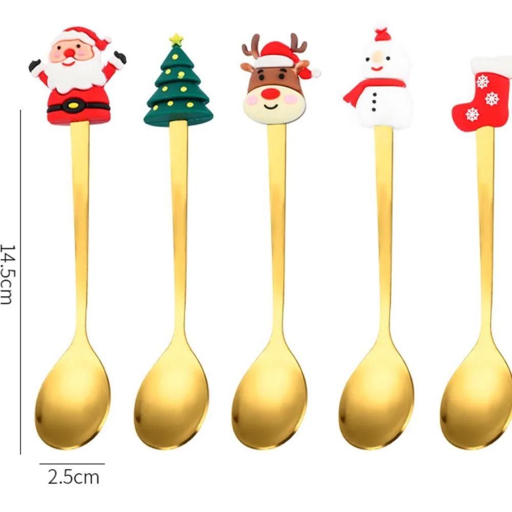 Christmas Spoon and Fork Set Household Creative Tableware Removable Forks Coffee Tea Dessert Spoon and Fork Exquisite Gift Sets